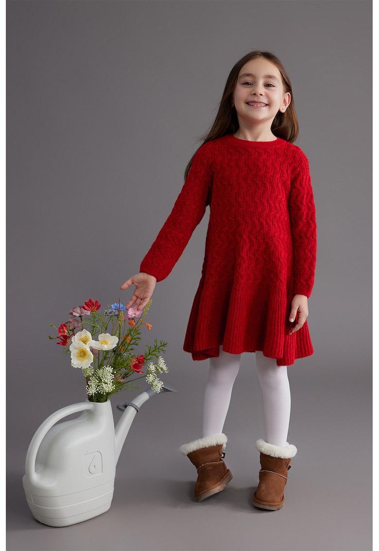 Rochie evazata din tricot - Rosu