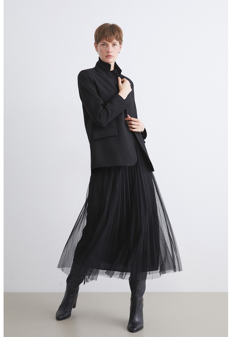 Fusta midi cu pliuri - Negru