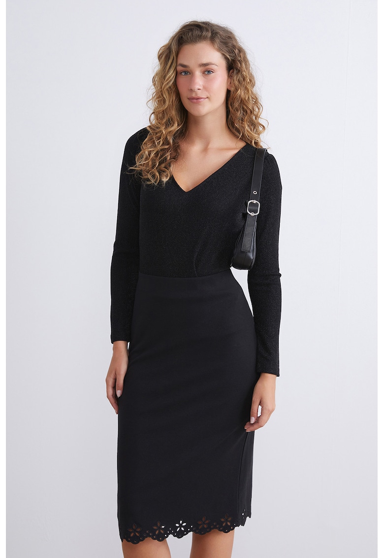 Bluza uni cu decolteu in V - Negru