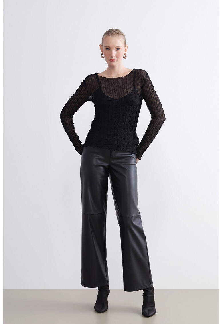Bluza texturata slim-fit - Negru