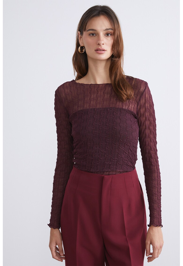 Bluza texturata slim-fit - Maro inchis