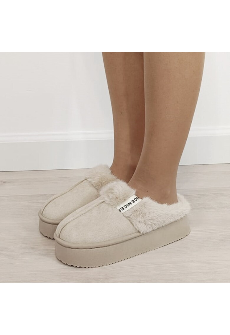 Papuci de casa dama imblaniti - Bej 9719 112 18936 - Bej