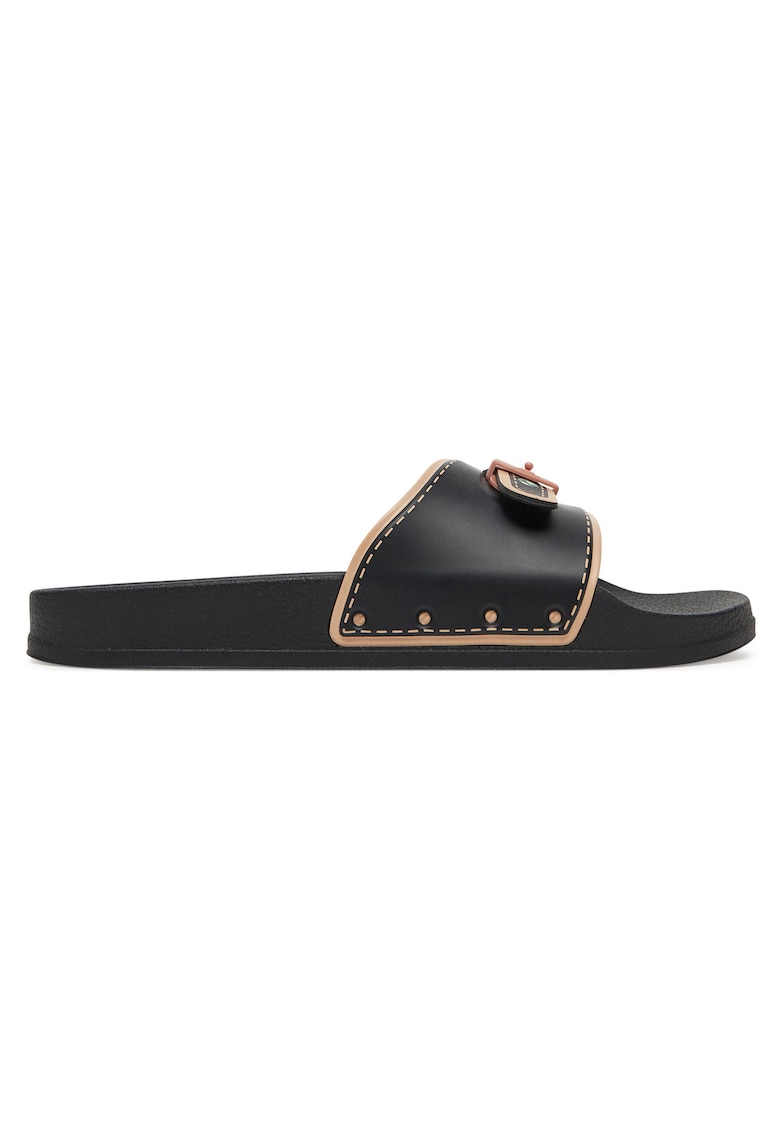 Slapi dama Black Pescura Moon - piele ecologica - culoare negru