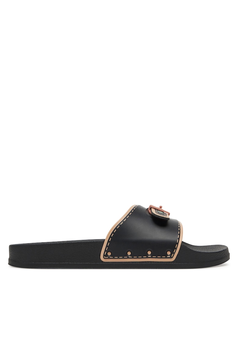 Slapi dama Black Pescura Moon - piele ecologica - culoare negru