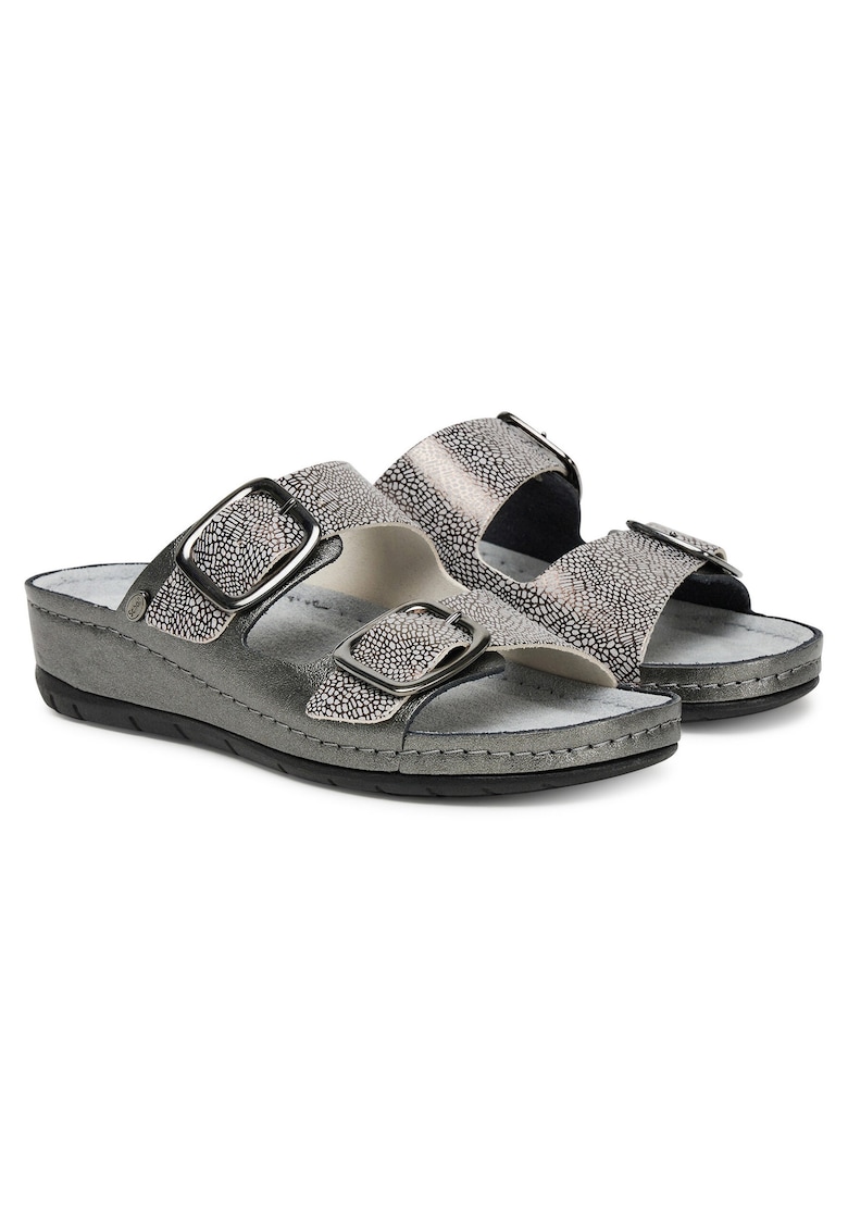 Slapi dama Pewter 1047 - piele ecologica - model Aberdeen - argintiu
