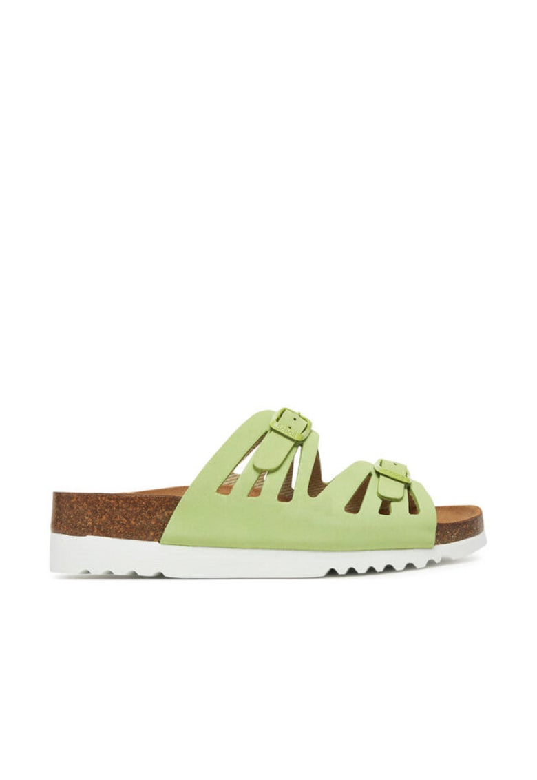 Papuci dama - model 1046 - piele naturala - verde pal