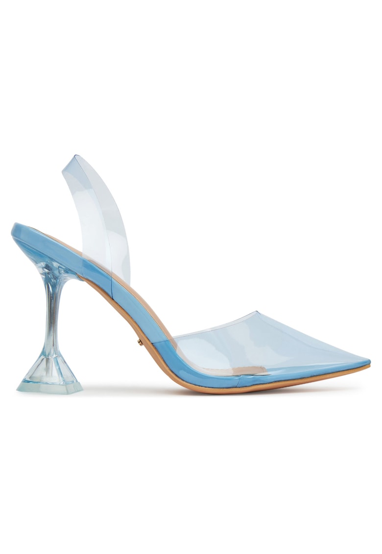 Sandale cu toc - ZALHT-02 - albastru - material plastic