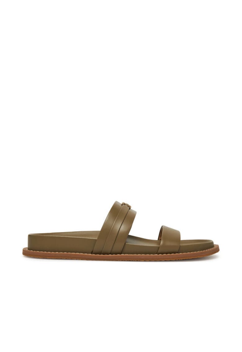 Slapi dama - Safari piele naturala - Mandy Flat - Verde