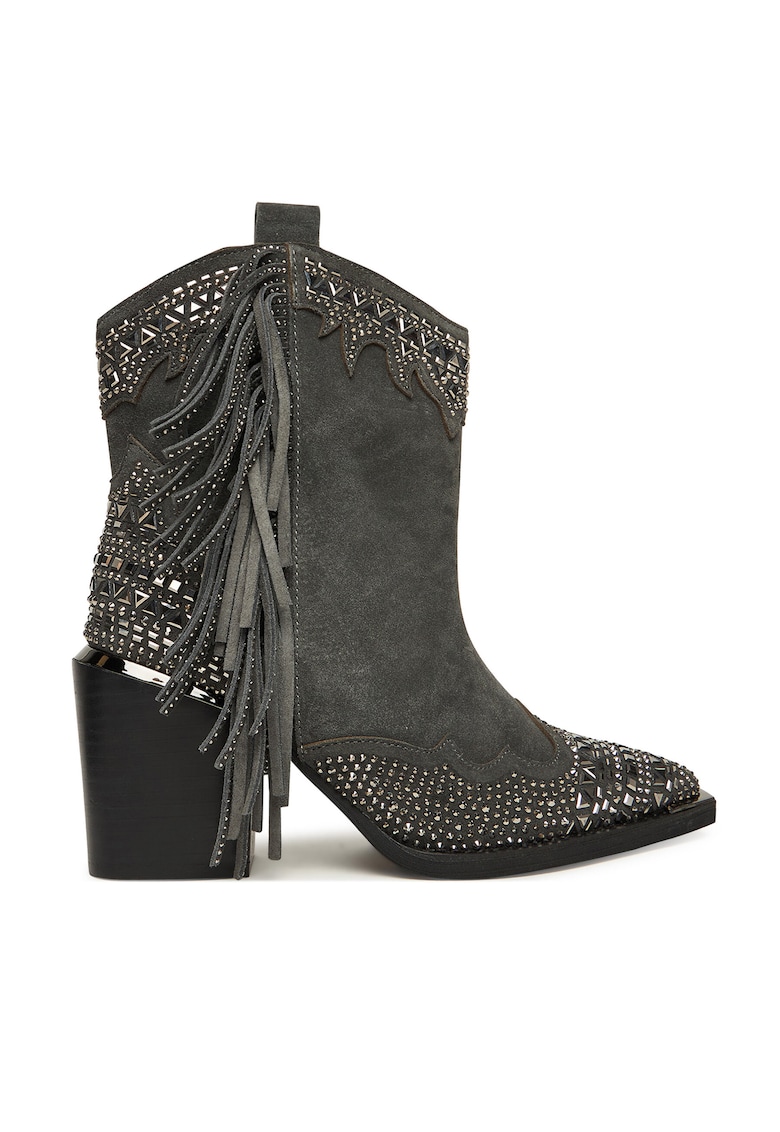 Botine dama - piele naturala - gri