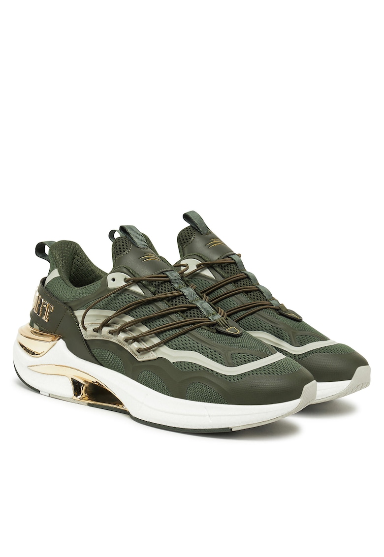 Tenisi barbati kaki - textil - model Military/Light Gold -