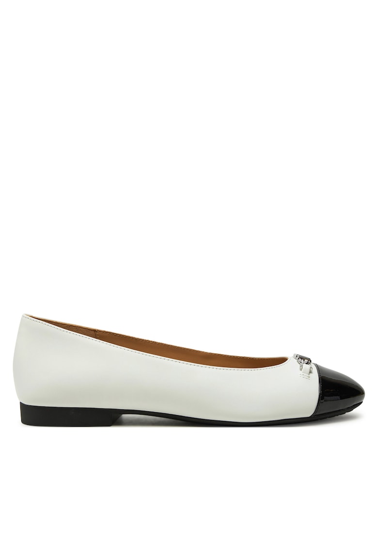 Balerini dama - piele naturala - negru/alb