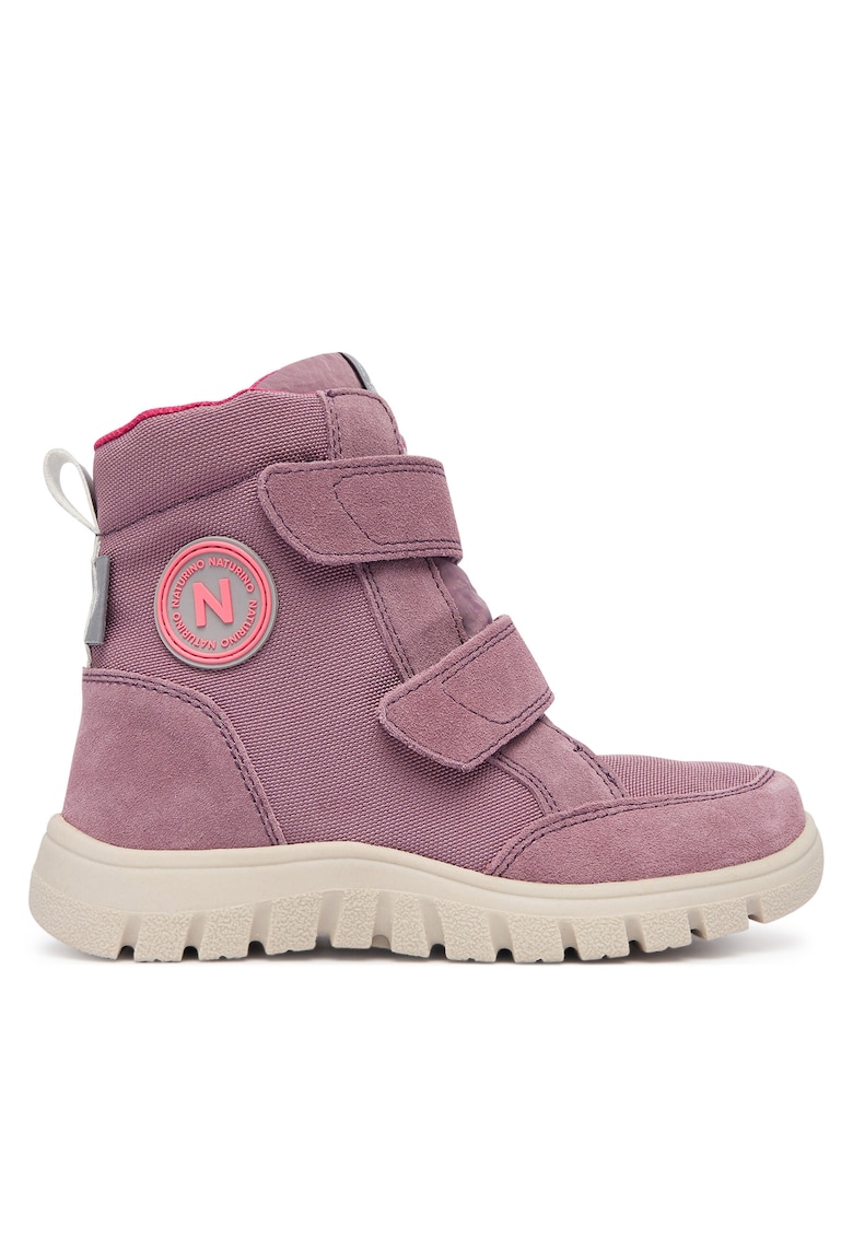 Cizme de iarna fete - piele naturala - roz - velcro -