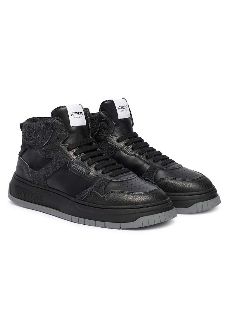 Iceberg Pantofi sport barbati Comb Houston - piele naturala - negru