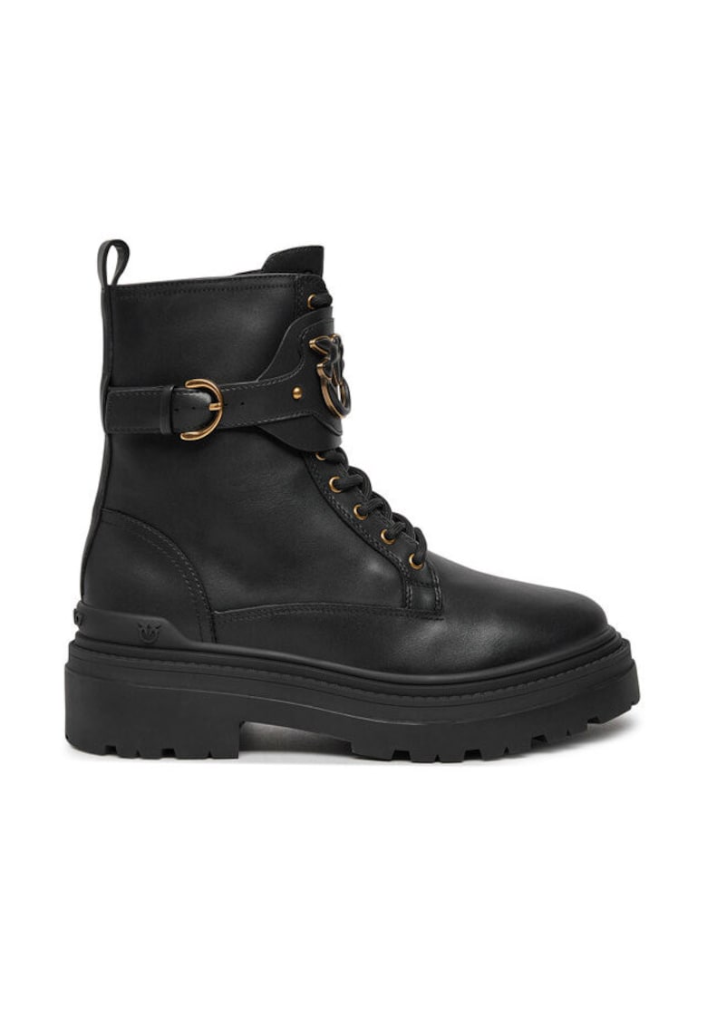Ghete dama - piele naturala - fermoar - negru -