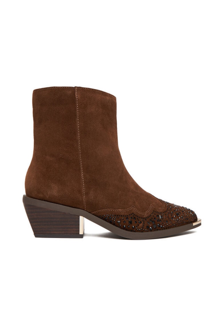 Botine dama - cowboy - piele naturala - maro