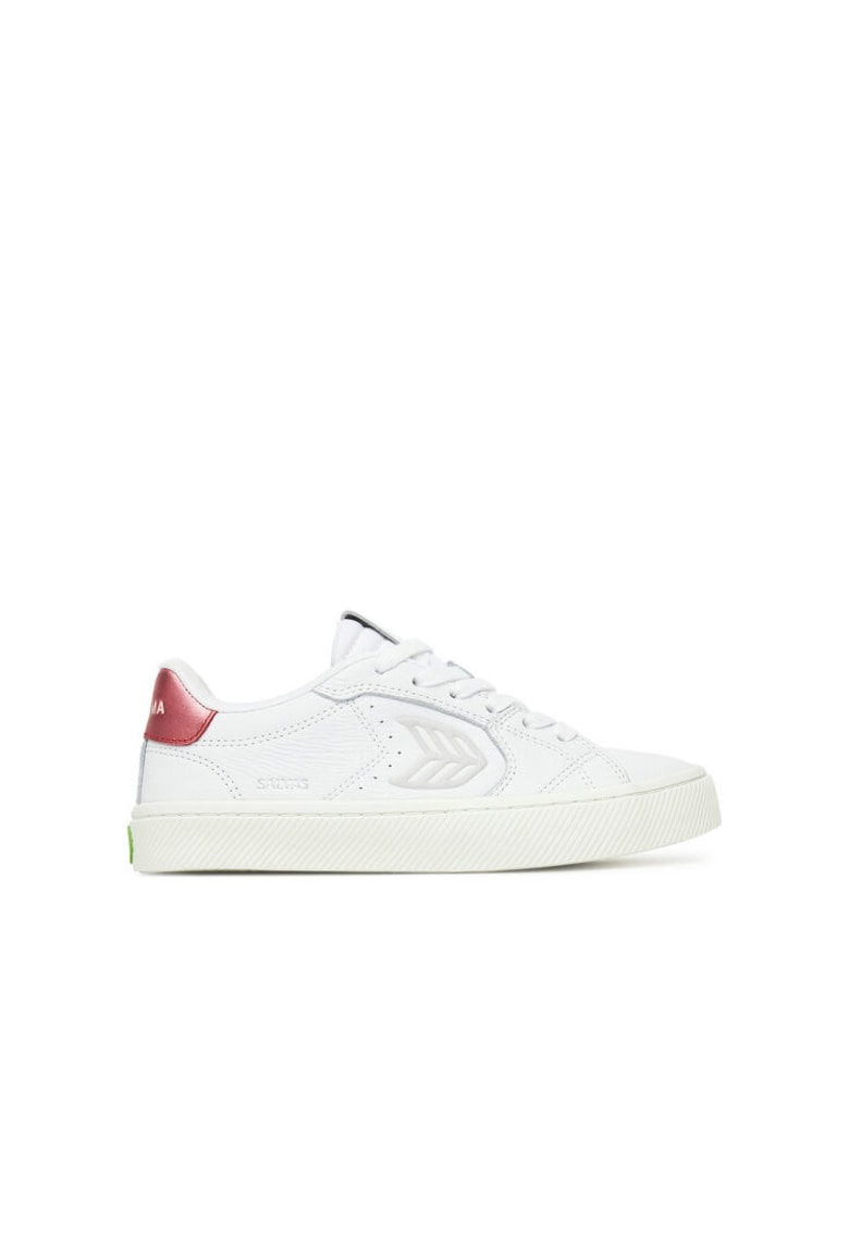 Pantofi sport dama model Salvas - piele naturala - alb - gheata si rosu metalic