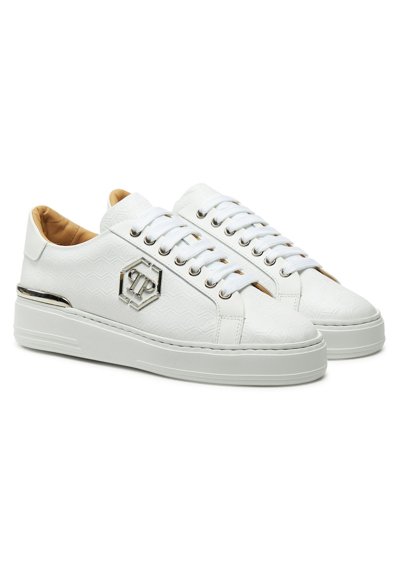 Philipp Plein Tenisi barbati piele naturala - alb -PLE010N