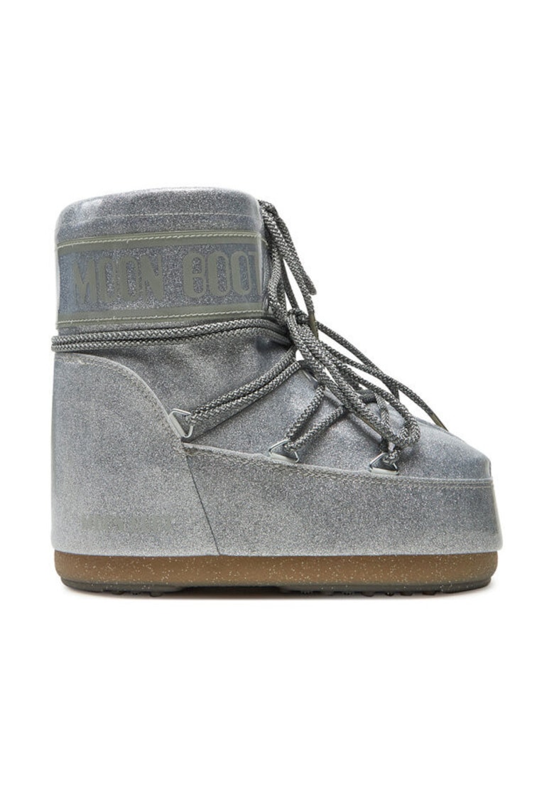 Moon Boot Ghete dama Icon Low Glitter - piele ecologica - Gri