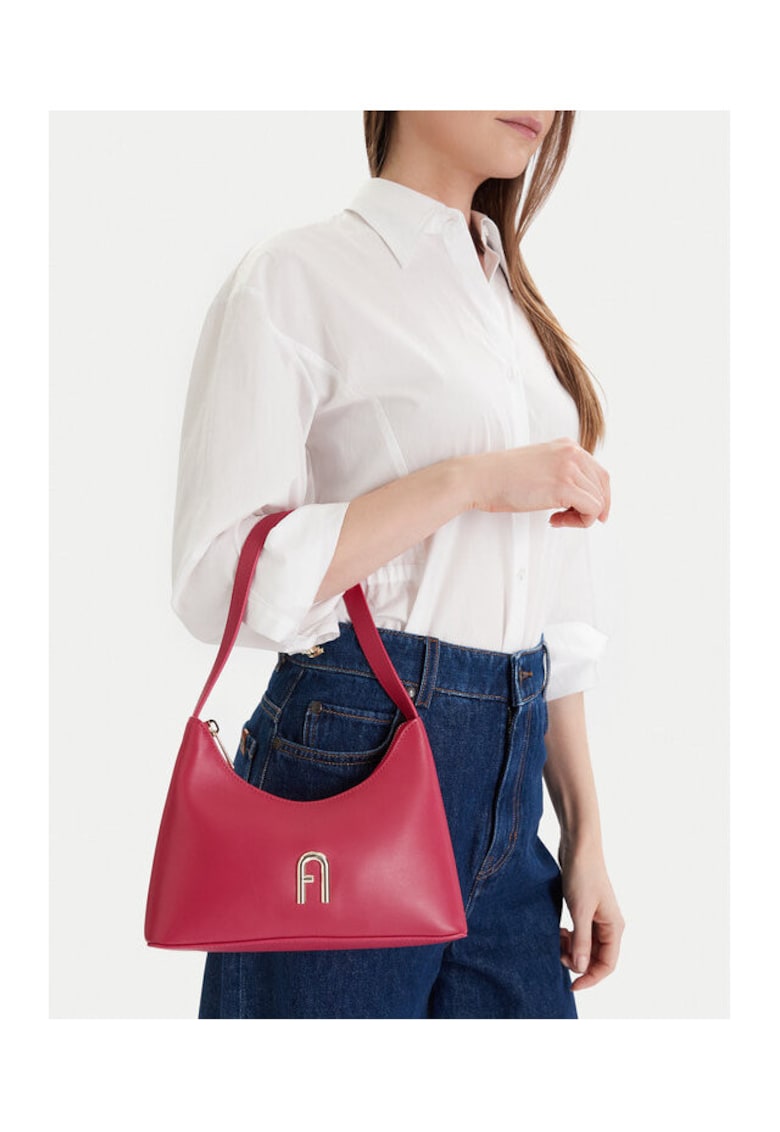 Geanta dama Velvet Pink Diamante Mini - piele naturala - 30x20cm
