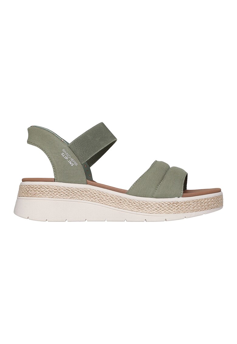 Sandale cu talpa wedge Slip-Ins™ Bobs Sun Ray - Caramel/Verde feriga