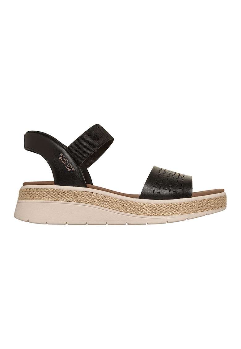 Sandale cu talpa wedge Slip Ins™ Sun Ray - Negru/Caramel