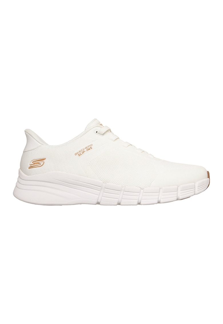 Pantofi sport slip-ins BOBS B Flex 2.0 din plasa si piele ecologica - Maro inchis/Alb murdar