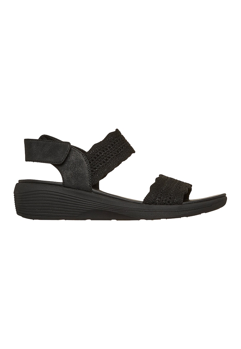 Sandale cu talpa wedge si velcro Arya - Negru