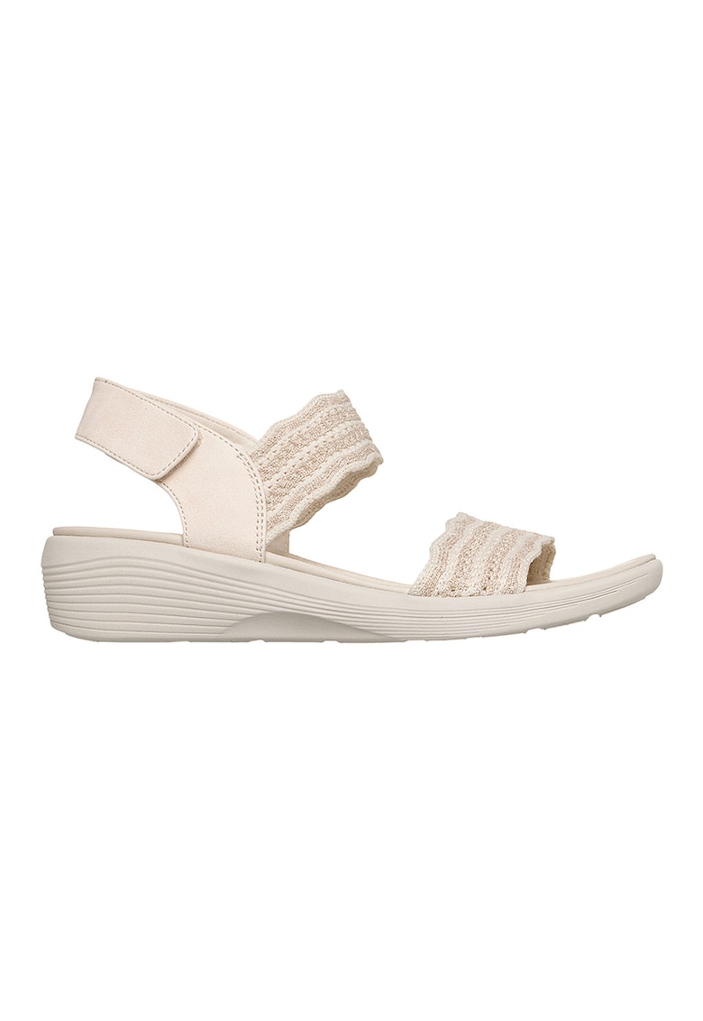 Sandale cu talpa wedge si velcro Arya - Crem