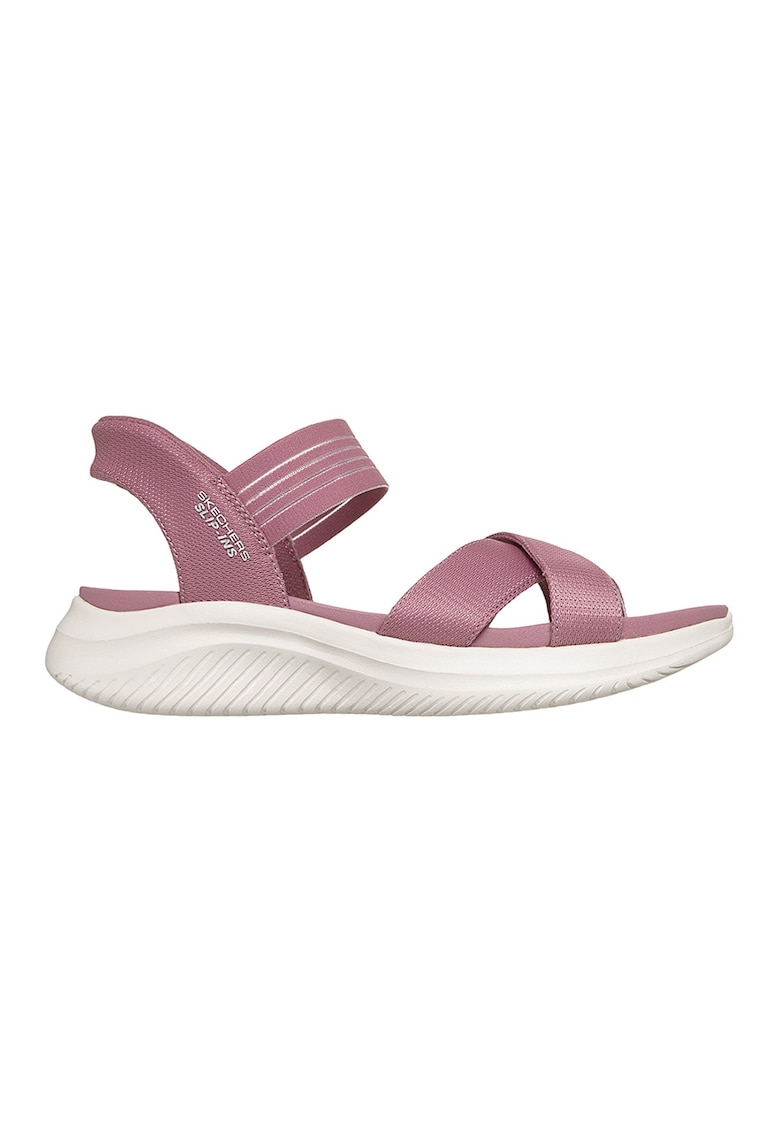 Sandale slip-ins cu barete incrucisate Ultra Flex 3.0 - Roz zmeuriu/Alb murdar