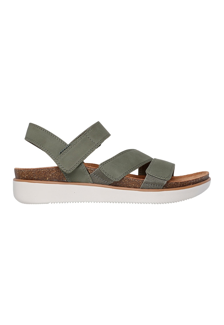 Sandale flatform cu velcro - Kaki
