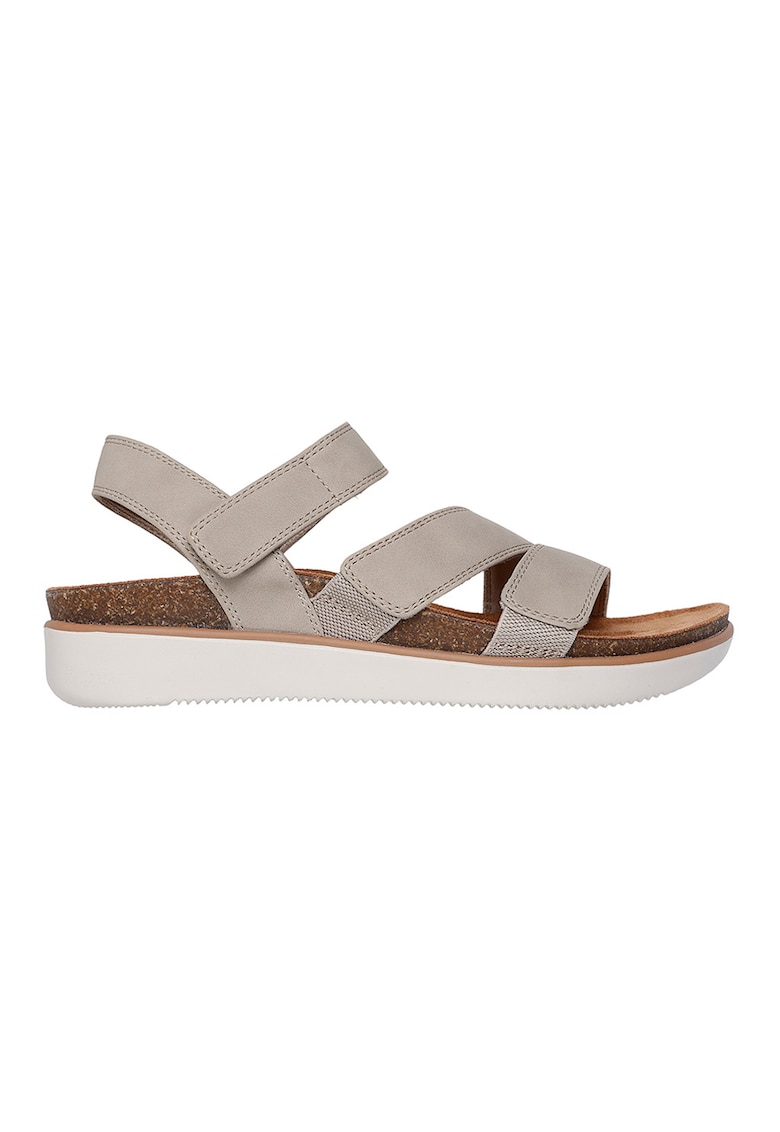 Sandale flatform cu velcro - Maro taupe deschis