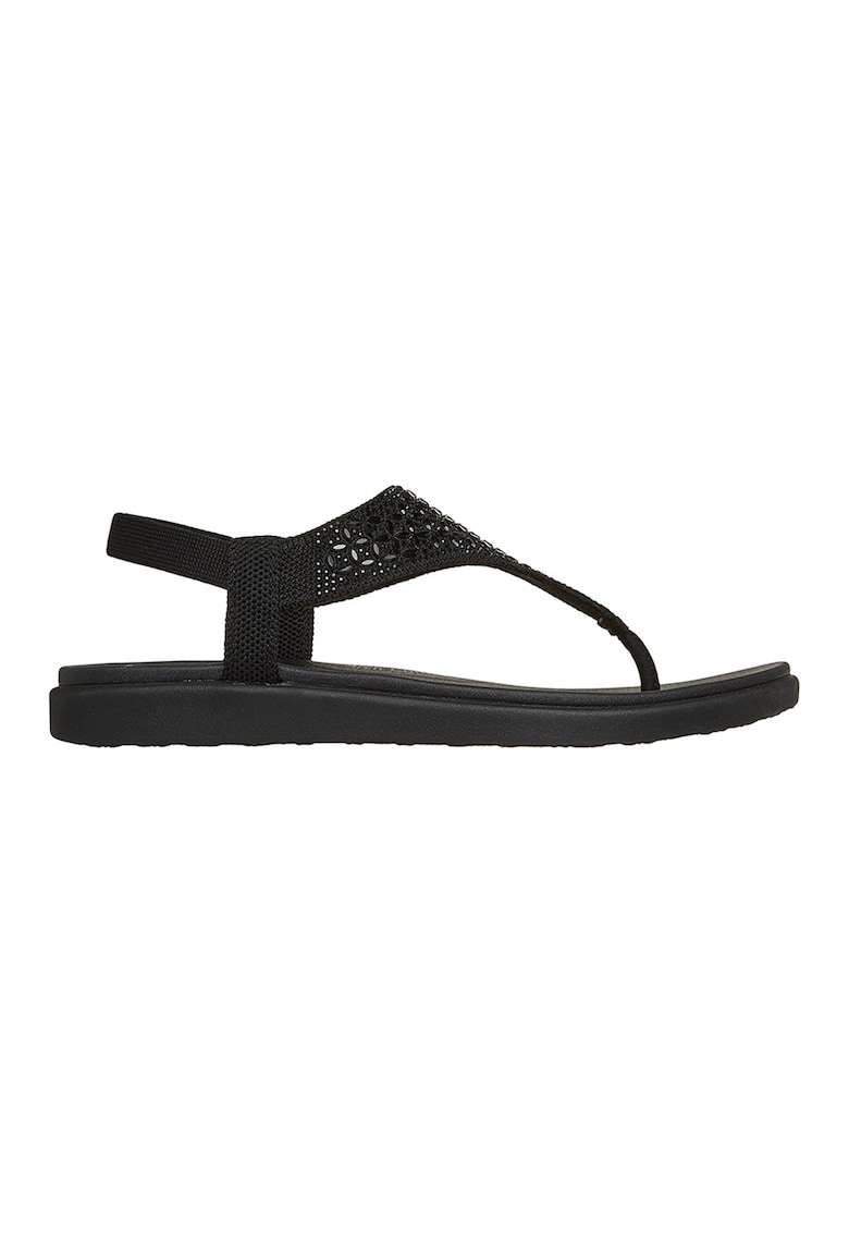 Sandale cu aplicatii de strasuri si bareta separatoare Meditation Luxe - Negru