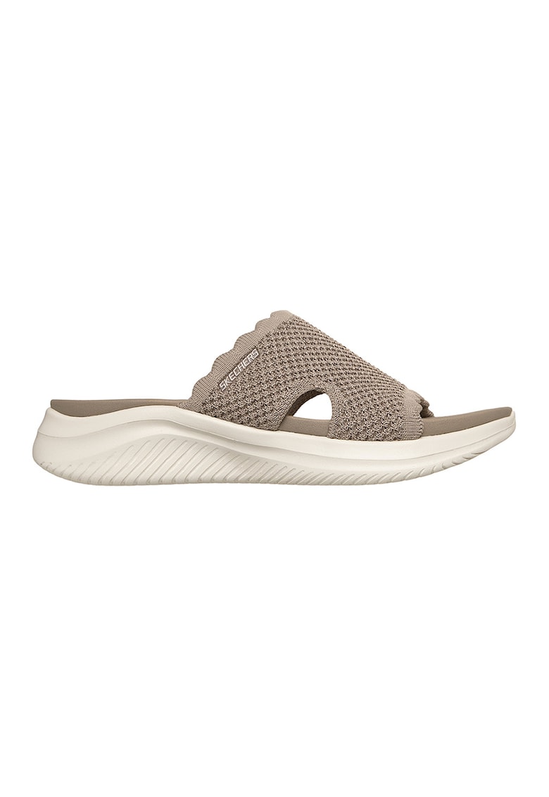 Papuci wedge din meterial textil Ultra Flex 3.0 - Maro taupe deschis