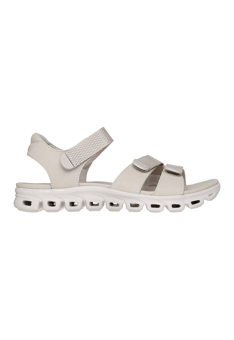 Sandale cu benzi velcro si brant din spuma de memorie Glide Step - Gri deschis