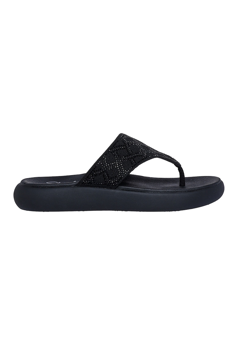 Papuci flip-flop cu strasuri Asana Luxe - Negru