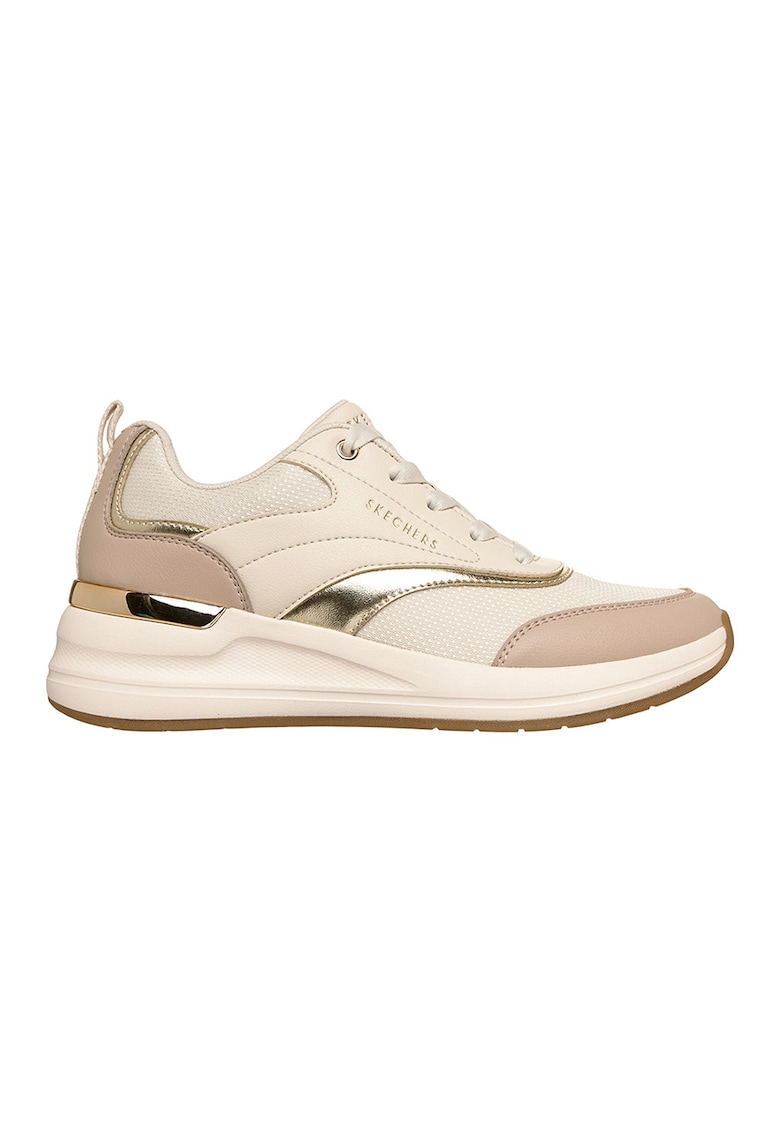 Pantofi sport wedge Billion 2-Monroe Wedge cu insertii de plasa - Crem
