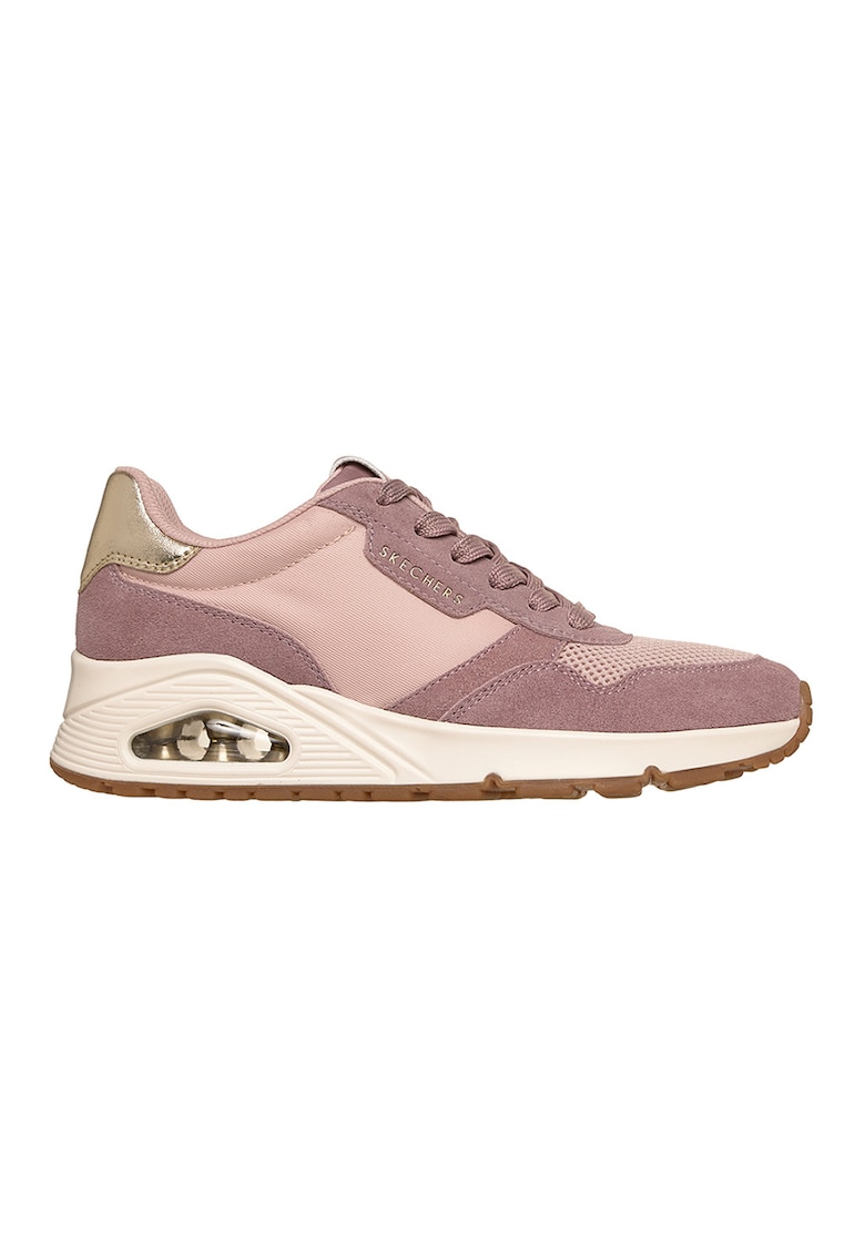 Pantofi sport Uno Vintage Air din piele intoarsa cu insertii de plasa - Roz prafuit