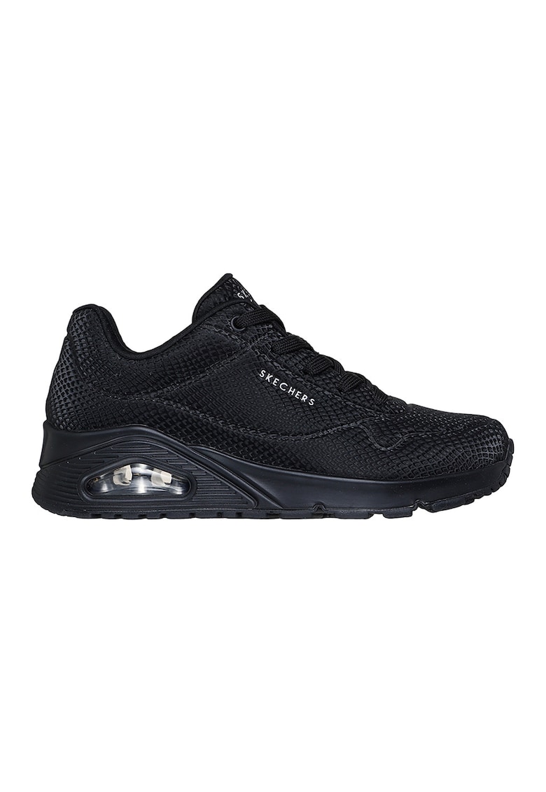 Pantofi sport flatform Uno Shiny Scale cu detali reflectorizant - Negru