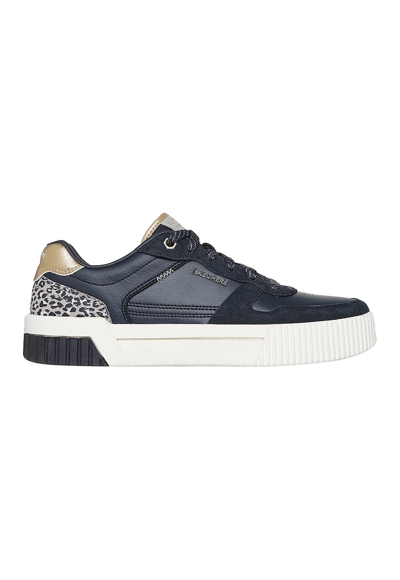 Pantofi sport cu talpa flatform si insertii din piele intoarsa Jade - Auriu/Bleumarin
