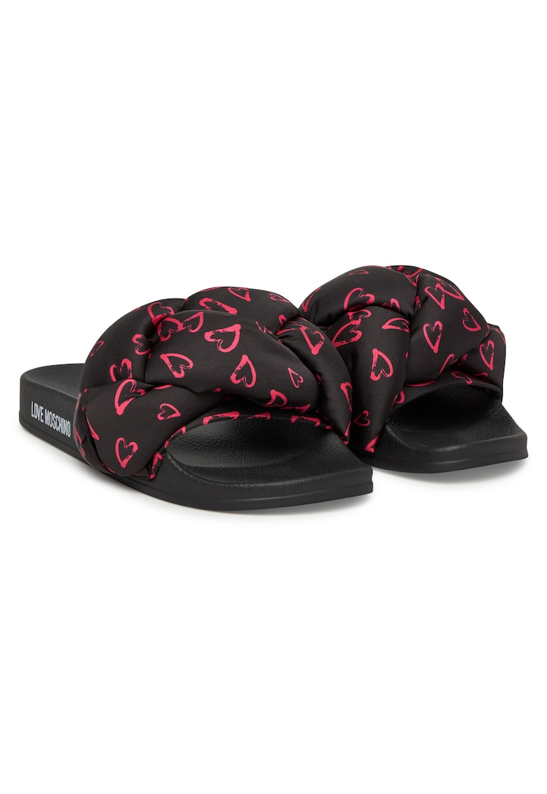 Slapi dama negru/fuchsia - tesatura