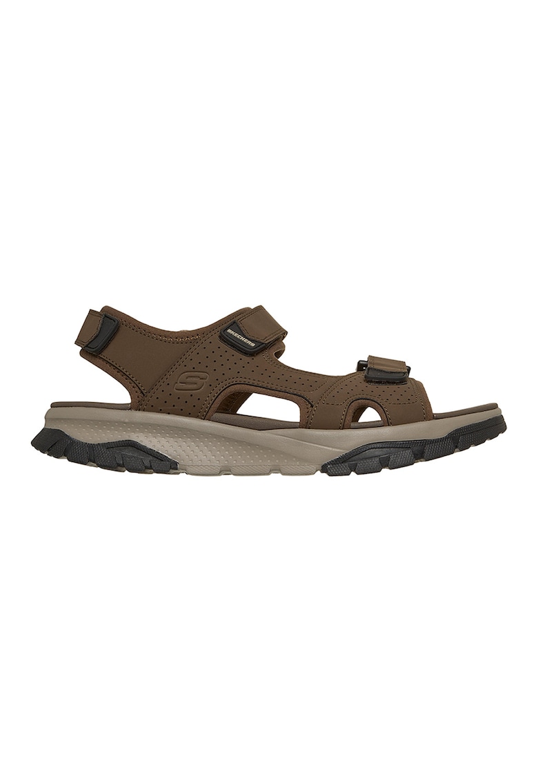 Sandale din piele ecologica cu inchidere velcro Wagner Avalon - Maro