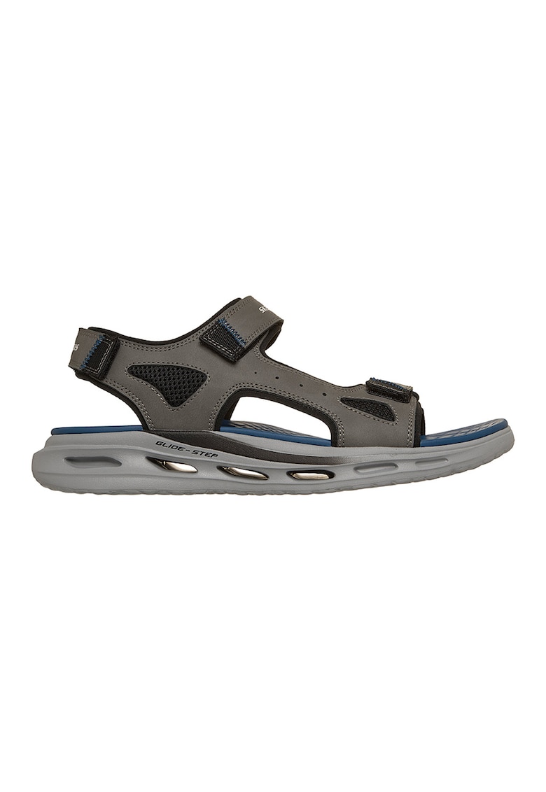 - Sandale cu talpa plata si inchidere velcro - Negru/Gri inchis