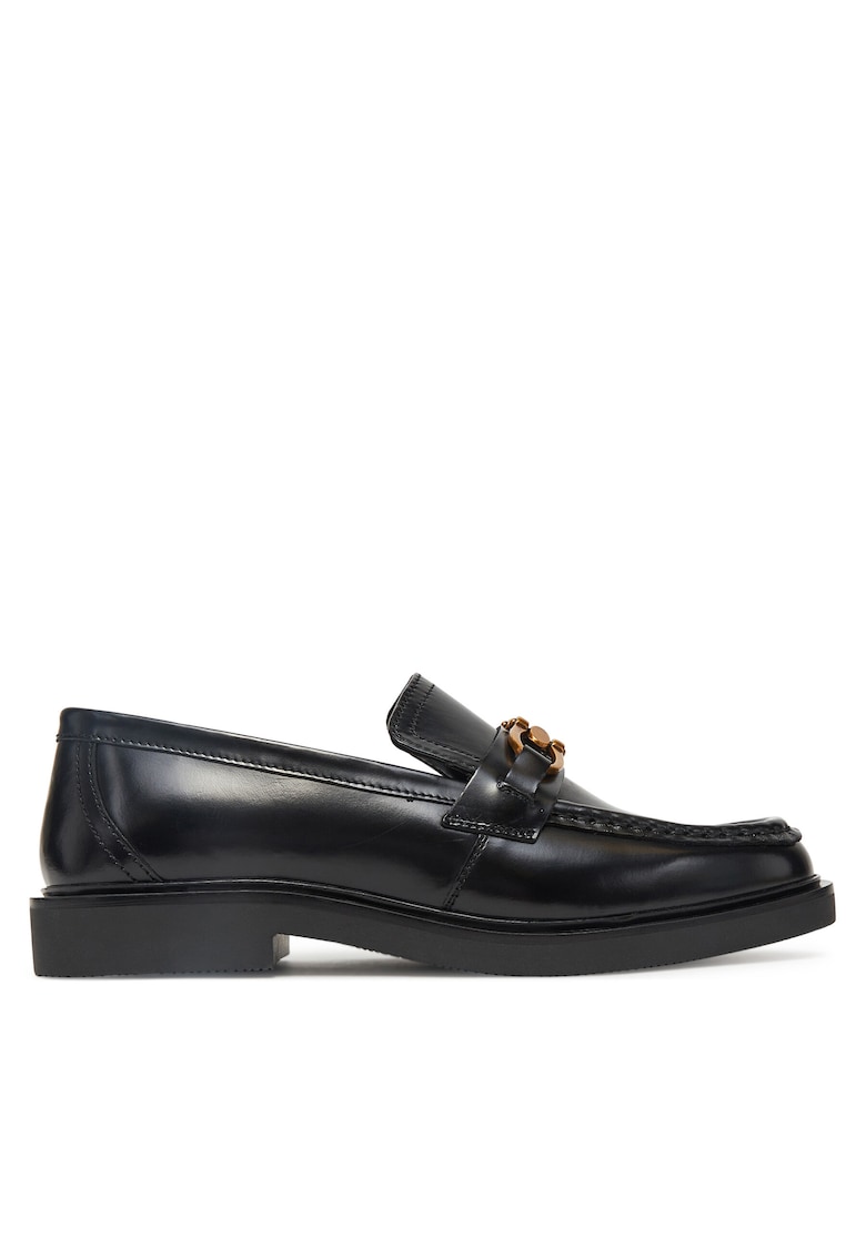 Mocasini dama - piele naturala - negru - toc -