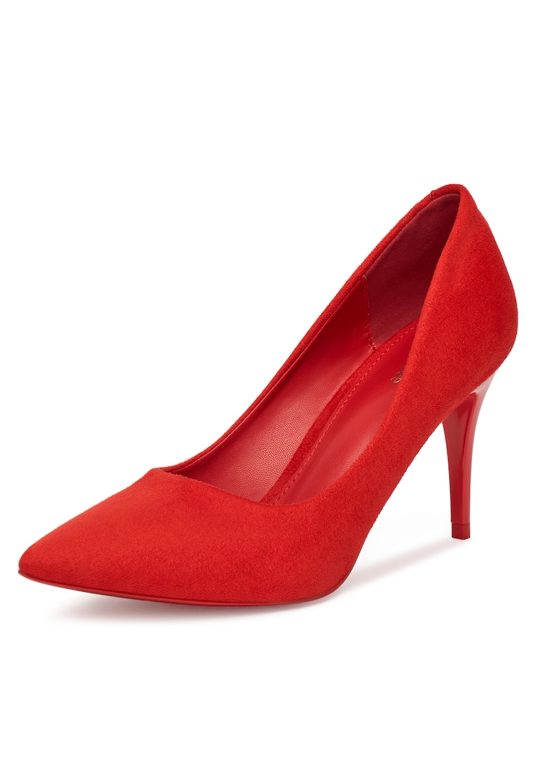 Pantofi dama - rosu - toc inalt - tesatura -