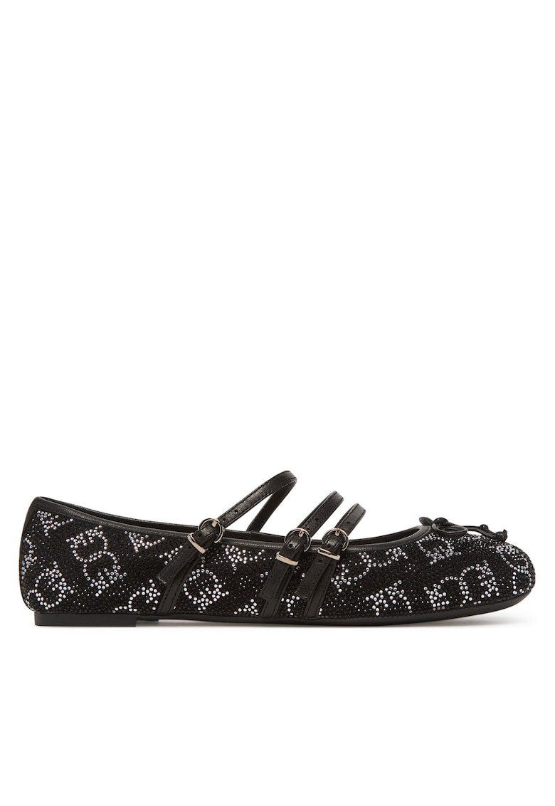 Balerini dama - textil - negru/argintiu