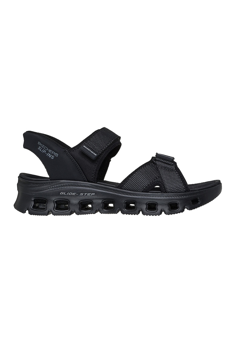 Sandale slip-ins cu talpa wedge Glide Step Pro - Negru