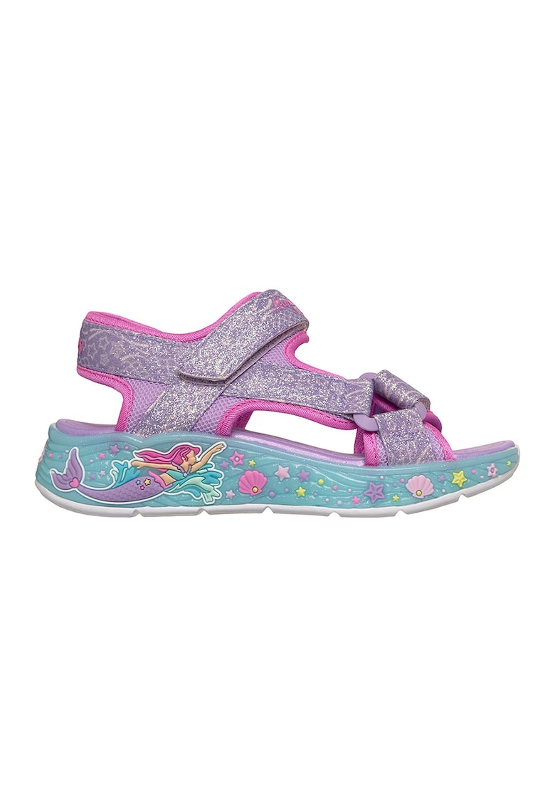 Sandale cu model Mermaid Dreams - Alb/Turcoaz/Violet prafuit
