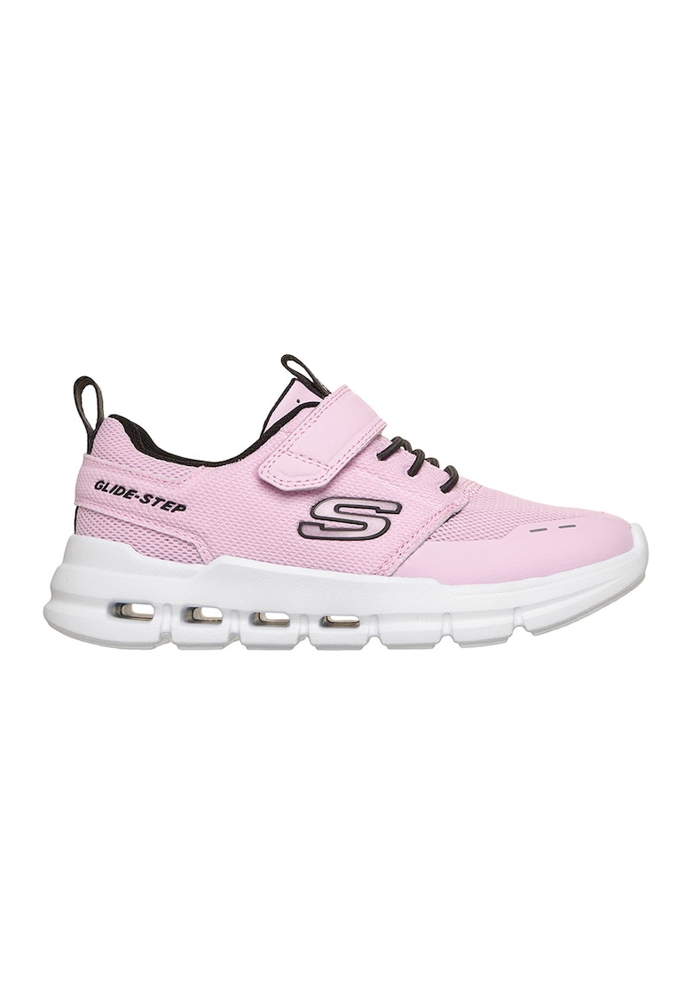 Pantofi sport Glide Step Flow de plasa cu sireturi elastice - Roz pastel/Negru stins
