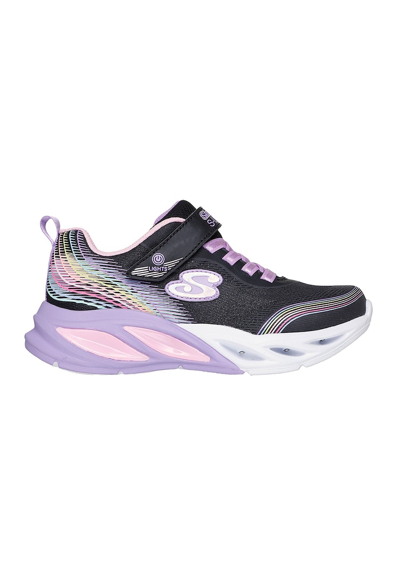 Pantofi sport cu LED Cosmic Glow- Rainbow Beam - Negru/Violet