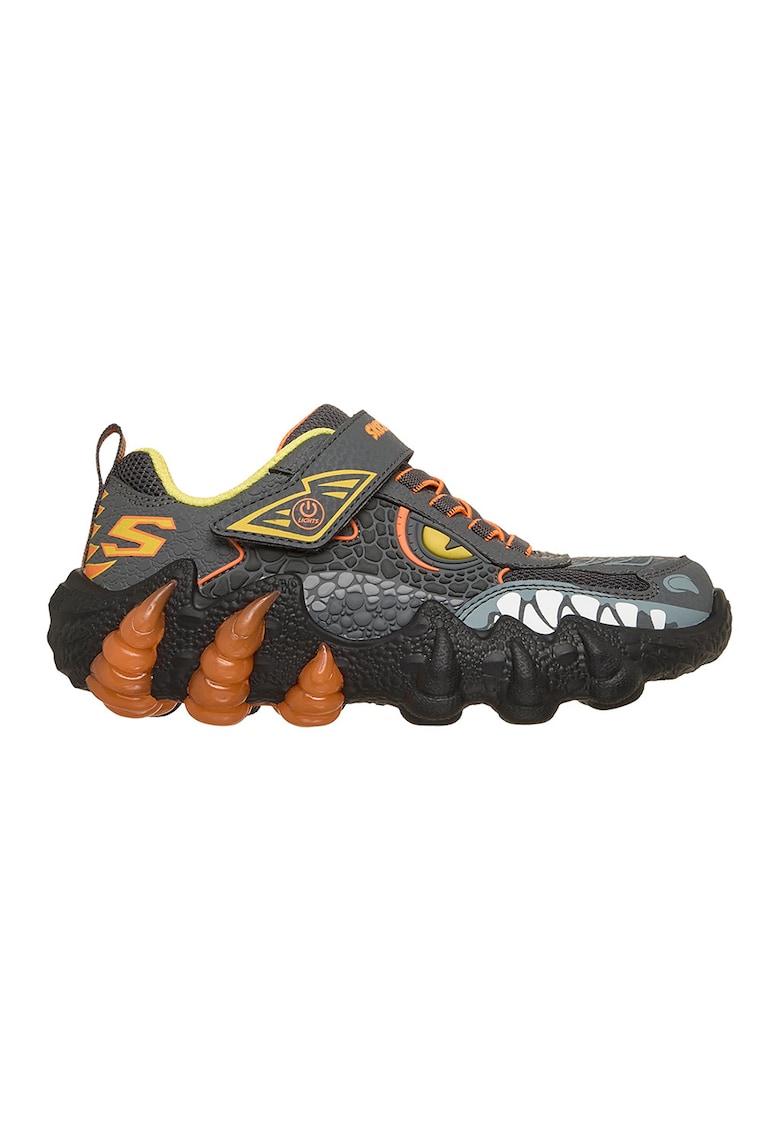 Pantofi sport Skech O Saurus Lights de piele ecologica cu model grafic